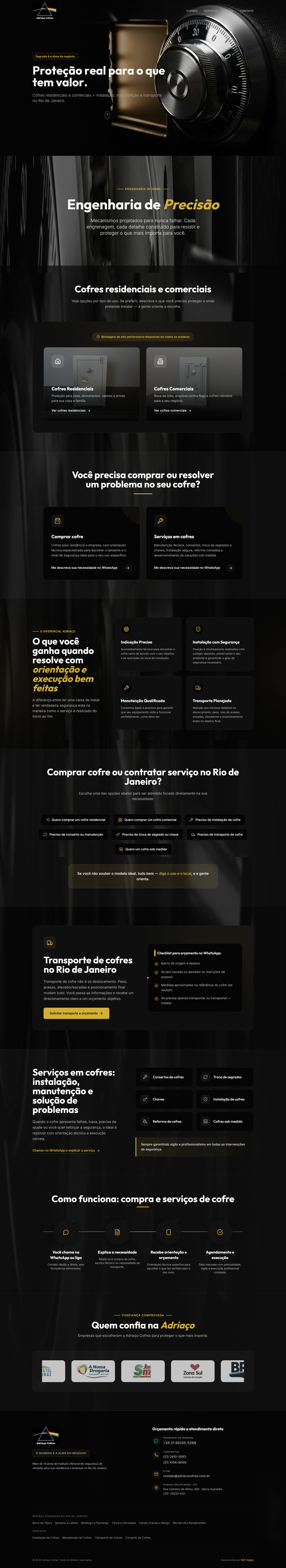Portfólio RM7 Digital: site para Indústria & B2B — Adriaço Cofres